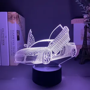 새로운 DIY 사용자 정의 플래시 터치 라이트 아크릴 자동차 모양 3D LED 야간 조명 창조적 인 시각적 조명