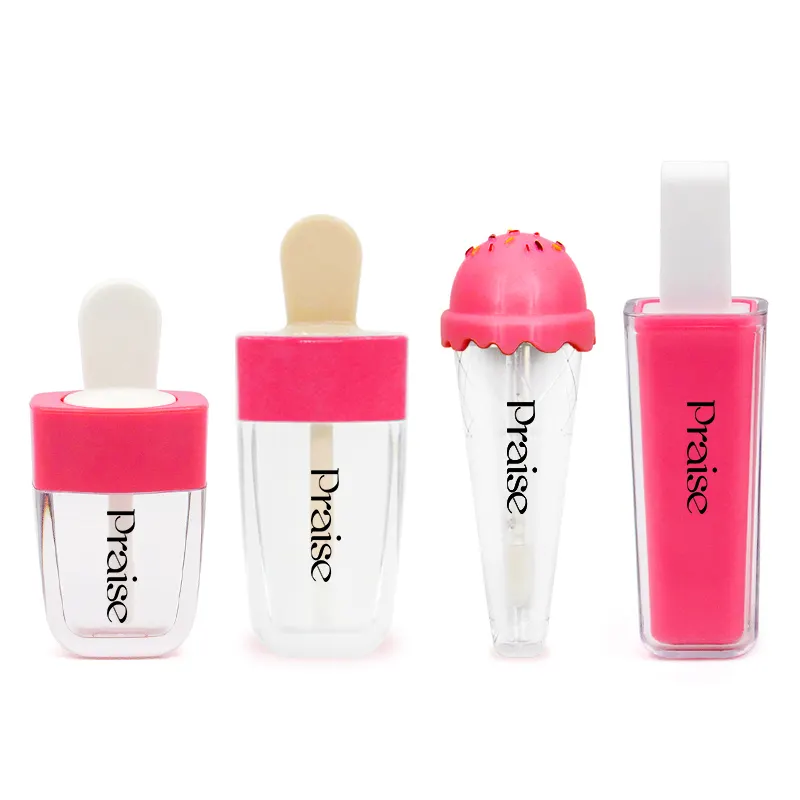 Marketing criativo ice cream lip gloss 5.5ml tubo de cosméticos/10g vazio lip gloss recipiente embalagens de plástico personalizado processamento