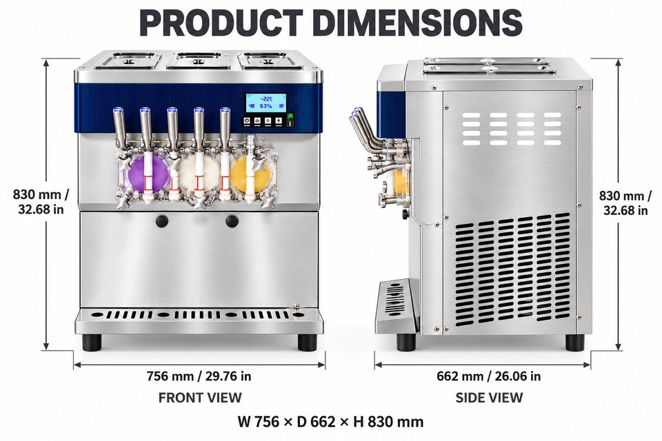Commercial Ice Cream Maker 22-32L/H Automatic Soft Serve Ice Cream ...