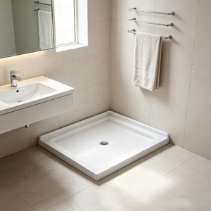 Base de Ducha Acrílica de Perfil Bajo, Ultra Delgada, Rectangular, Superficie Antideslizante, Desagüe en Esquina, Plato de Ducha para Baños con Acceso Directo - Product Image 1