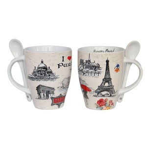 Fabricant Tasse à café en céramique souvenir personnalisée <span class=keywords><strong>Paris</strong></span> Tour Eiffel Design Vintage Tasses en porcelaine avec cuillère - Product Image 3