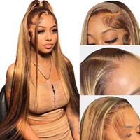 Cabello Humano Virgen Indio 13x4 con Cierre de Encaje Frontal Transparente sin Pegamento para Peluca, Color Natural, Largo