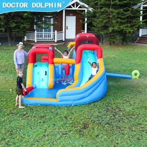 Château gonflable aquatique Doctor Dolphin, vente flash, toboggans aquatiques pour enfants, capacité de 4 personnes, tissu Oxford 420D+840D - Product Image 1