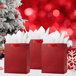 Embossed Ruby Glitter Christmas <b>Wed</b> Gift Wrap Bags with <b>Tissue</b> Holiday Birthday Party Gift Package Bag Thickened Kraft Paper Bag - Product Image 5