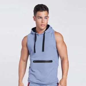 Sudadera sin mangas para hombre, transpirable, de poliéster/algodón, para invierno, para exteriores, lisa, de secado rápido, cortavientos, ecológica, para gimnasio, deporte, musculación - Product Image 1
