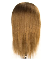 Tête de poupée d'entraînement pour coiffeur homme, 54 cm, cheveux humains brésiliens, barbe, brun naturel, cheveux lisses et ondulés, pour tressage