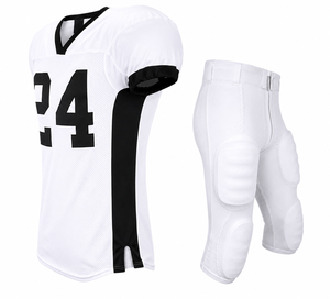 Uniforme de football américain unisexe imprimé par sublimation blanc et noir 24, maillot à col en V à manches courtes anti-transpiration ajusté et pantalon en mesh - Product Image 2