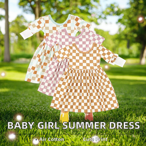 Vestido de Verano para Bebé Niña, Estampado, Cuello Redondo, Casual, de Algodón, Maxi, con Volantes de Encaje, Transpirable, Corte en A, Manga Corta - Product Image 1