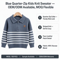 Pull-over personnalisé OEM & ODM pour enfants, en tricot côtelé, à manches longues, col polo, style preppy, confortable, automne-hiver, viscose, tricot pour enfants, basique