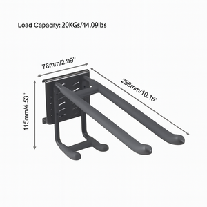 Crochet utilitaire robuste en acier à double bras et crochet droit pour système de rail de garage, idéal pour suspendre pelles et bêches GAPGAR006 (8.46x17.32x5.51) - Product Image 3