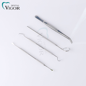 Ensemble d'instruments d'examen dentaire en acier inoxydable 4 pièces : miroir buccal, sonde exploratrice, pince pour clinique et fournitures buccales - Product Image 6