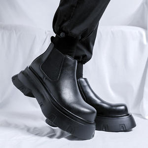 Bottes Chelsea en PU noir de haute qualité pour hommes, confortables, à hauteur de cheville, antidérapantes, pour l'automne, l'hiver et l'été, durables - Product Image 3
