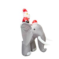 Figurine gonflable de Noël pour décoration de jardin extérieur : Vieil homme montant sur un éléphant – Idéale pour les expositions commerciales internationales