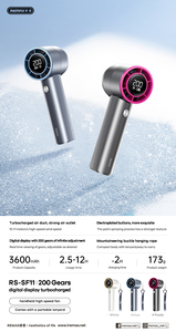 Remax RS-SF11 Turbo Cầm Tay Fan Tốc Độ 200 Hiển Thị Kỹ Thuật Số 10 mét/giây Tốc Độ Cao Gió 3600MAh 12H Runtime Cầm Tay Fan - Product Image 4