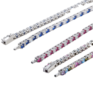 Mode Tennis Armband 925 Silber Saphir Zirkon CZ Diamant Rhodiniert Gold Haupt für Frauen Männer - Product Image 4