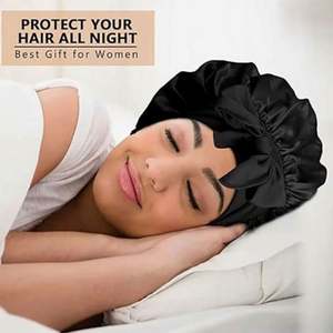 Gorro de Dormir Elástico Ajustable para Mujer, Gorro de Satén Sólido Impermeable para Ducha y Baño - Product Image 4