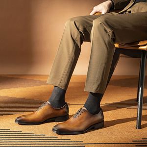 Zapatos Oxford de Hombre de Alta Gama con Punta Cuadrada, Hechos a Mano en Piel de Vacuno, con Aumento de Altura, para Bodas, Banquetes y Eventos Formales - Product Image 6