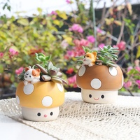 Pot Bunga Resin Bentuk Jamur, Wadah Tanaman Kreatif untuk Berkebun, Pot Sukulen Meja Kantor Kecil, Pot Bunga, Planter