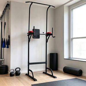 Estación de Barras <span class=keywords><strong>Paralelas</strong></span> Multifunción con Barra de Dominadas, Capacidad de 800 LBS, Altura Ajustable, Estación de Dips Portátil con Respaldo para Gimnasio en Casa - Product Image 1
