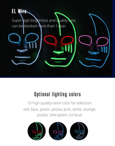Rave Effrayant Demi Visage EL Fil Masques Pour <span class=keywords><strong>Les</strong></span> Gars - Product Image 4