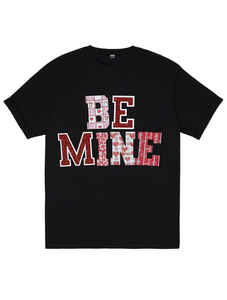 T-Shirt Retro Be Mine con Glitter per San Valentino, Manica Corta, Collo Tondo, Motivo a Cuori, 100% Cotone Jersey, Vestibilità Regolare, Primavera Estate - Product Image 1