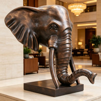 Statue d'art animalier personnalisable de grande taille, sculpture en bronze moderne de luxe pour hall d'hôtel, statue de tête d'éléphant