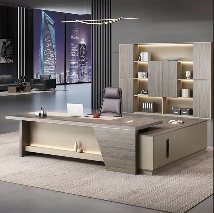 Baas Werktafel Hout Duurzaam Modern Executive Tafel Luxe Bureau Voor Kantoor