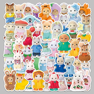 51 pièces Vente directe d'usine Sylvanian Families (B) Autocollants créatifs personnalisés pour boîtes de rangement et bouteilles de boissons. - Product Image 5