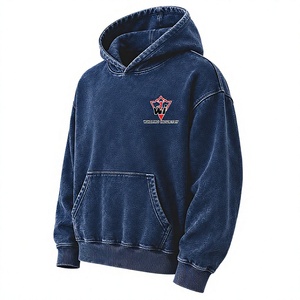 Custom Logo Vintage Acid Wash <b>Navy</b> <b>Hoodie</b> <b>Men</b> Regular Fit Pullover Streetwear Front Kangaroo Pocket 100% Cotton Eco-Friendly - Product Image 1