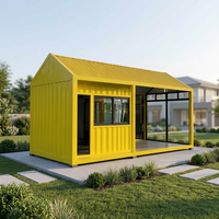 Maison conteneur jaune 20ft 40ft à toit en pignon, mini-maison modulaire, unité individuelle, studio de jardin, prête à l'emploi