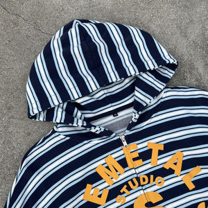 Sudadera con Capucha y Cremallera de Algodón al por Mayor, Sudadera con Capucha Unisex Estampada de Diseñador, Sudadera con Capucha Extra Grande con Cremallera y Rayas Personalizadas de Felpa Francesa - Product Image 3