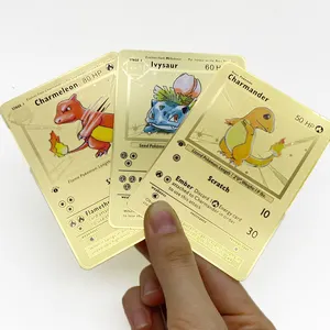 Atacado japonês gx cartões de pokemon-Cartões de monstro dourados em estoque, cartões charizard blastoise venusaur, primeira edição, novos cartões de negociação, jogo de cartas