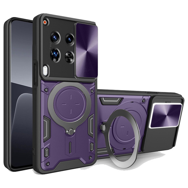 Shockproof Case for Tecno Camon 30 30S Pro Slide Camera Lens Protection Rotating Stand Back Cover