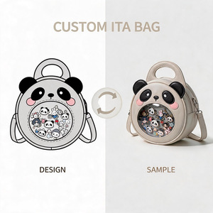 Sac bandoulière pour femme personnalisé en PU transparent avec motif animaux (Panda, Chien), porte-épingles et fermeture éclair, sangle réglable - Product Image 1