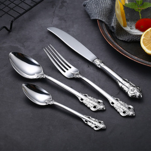 Commercio all'ingrosso di lusso antico manico in acciaio inox vintage argenteria posate per banchetti set di posate in argento per il matrimonio - Product Image 2