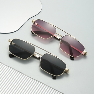 Hong Kong Style <b>Square</b> Sunglasses Metal <b>Frame</b> UV400 Protection Unisex Outdoor Sports Driving Cycling Sun Protection - Product Image 1