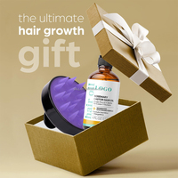 Huile capillaire bio à la romarin et au ricin + ensemble de massage pour la croissance des cheveux, huile de croissance capillaire 4 onces avec huile de noix de coco et d'olive pour cheveux secs et abîmés