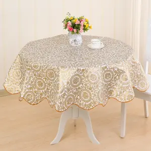 Factory Outlet Party Tablecloth Eco-friendly Reusable Tablecloth Flannel Pvc Waterproof And Oil-proof Circular Tablecloth