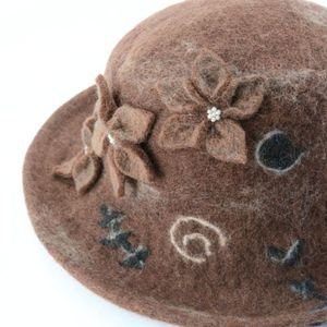 Kriti <b>Craft</b> Handmade Felt <b>Wool</b> Cloche Hat with Floral Decoration NP Origin for Women - Product Image 5