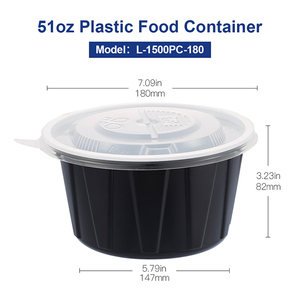 OTOR 51oz 1500ml Contenedores de almacenamiento de alimentos de plástico Tazón de sopa Contenedores de preparación de comidas con tapas - Product Image 1
