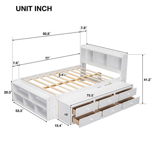White Children's <b>Storage</b> Bed With Bookshelf And Drawers Multi Functional Bed For Bedroom <b>Kids</b> Furniture - Product Image 4
