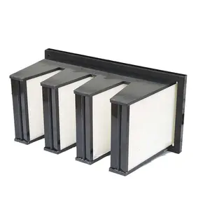 High Efficiency HEPA Fiberglass Paper MERV 15 V Bank Filters Fine Dust Air Filter For Air Handing Units