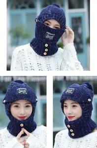 High Quality Custom Thick Winter Hats Women Ribbed Knit Pom Pom Beanie Hats