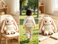 Sac en peluche personnalisé en forme de lapin, pochette de rangement douce et moelleuse pour enfants, idéale pour les voyages quotidiens, sacs en peluche lapin