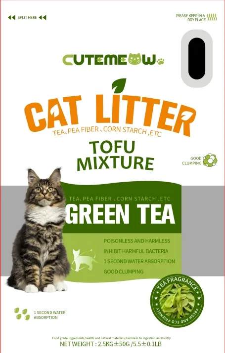 Materia prima della lettiera del gatto della foglia di tè verde per l'igiene del felino