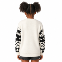 Pull en tricot pour enfants avec logo personnalisé, motif intarsia, manches longues, col rond, graphique noir, automne-hiver, mélange de viscose, usine OEM & ODM