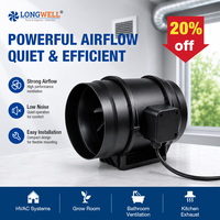 Ventilador de conducto en línea silencioso LONGWELL de 8'' con control de velocidad para sistemas HVAC interiores y carpas de cultivo (OEM/ODM)