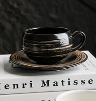 Tasse à café en céramique de luxe en forme d'œuf sphérique avec soucoupe, ensemble unique pour la maison, idéal pour le latte art
