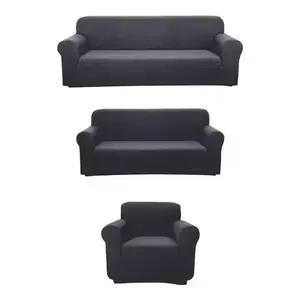 Housse de canapé en velours extensible Elleine, ensemble de 3 pièces, taille futon, style moderne, lavable en machine, protecteur - Product Image 1