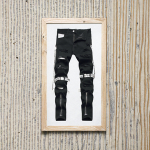 Pantalones vaqueros bootcut negros para hombre, de mezclilla transpirable de peso medio, con tirantes, estilo urbano, tejido sólido, ropa casual de calle, venta al por mayor - Product Image 3